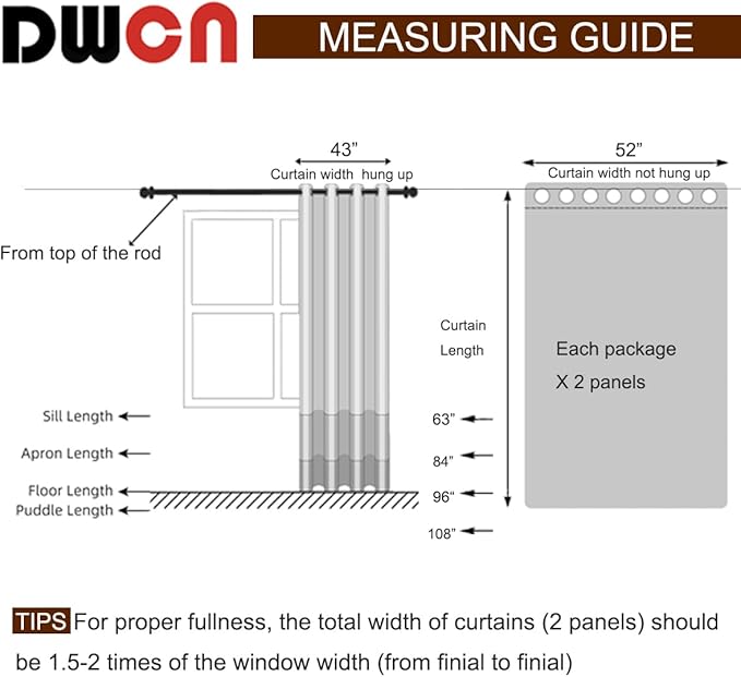 DWCN Grey Ombre Sheer Curtains - Faux Linen Gradient Grommet Top Semi Voile Bedroom and Living Room Curtains, Set of Window Curtain Drapes, 52 x 72 Inch Length