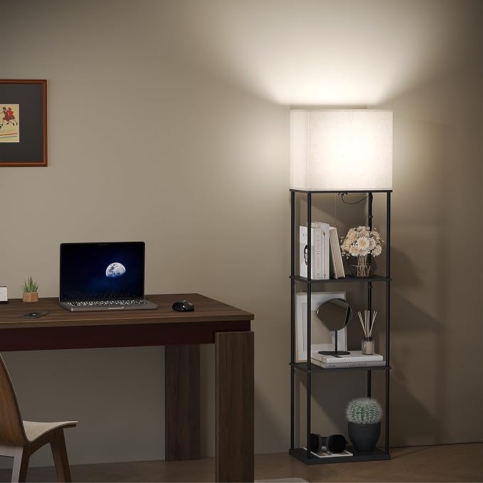 SUNMORY Large Size Floor Lamp with Shelves, Standing Lamps for Living Room