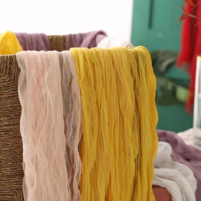 Peach Cheesecloth Table Runner Cheese Cloth Wedding Birthday Party Decor | 10Ft Summer Rustic Boho Gauze Farmhouse Bridal Baby Shower Holiday Dining Tea Party Home Table Decorations