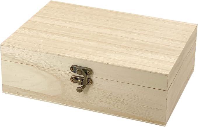 24 Pack Unfinished Wood Box with Lid Crafts 8.3 x 6 x 2.7 Inches Wooden Box for DIY Arts Project