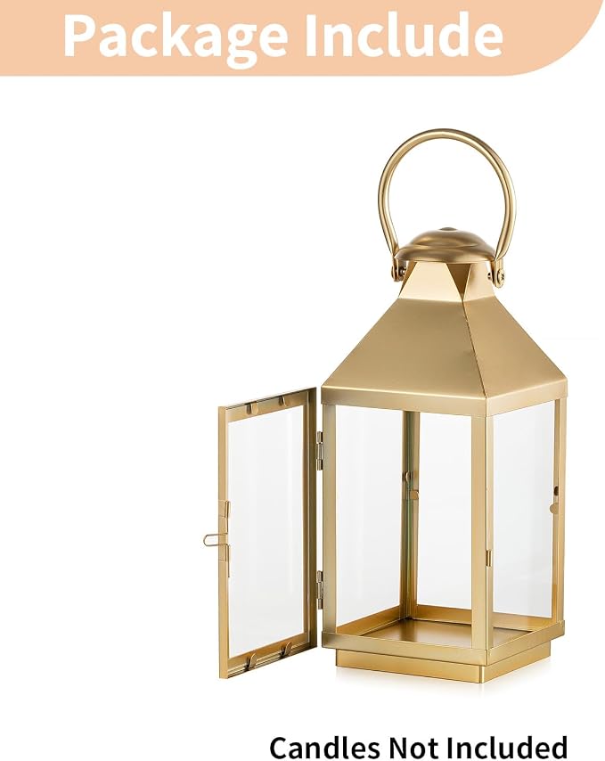 NUPTIO Gold Lanterns Decorative for Wedding, 11.2 Inch Lantern Decor