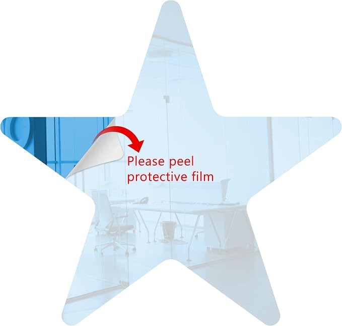 Marketing Holders Acrylic Mirror 5” Star Medium Blue Flat DIY Smooth Edge Blank Plexiglass Tiles .118 3MM Thick Rounded Corners Decor