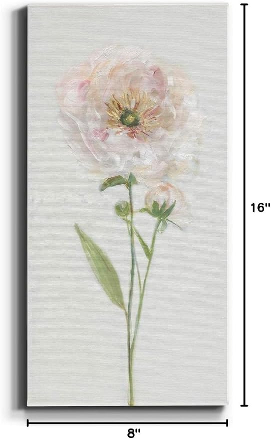 Renditions Gallery Canvas Floral Wall Art Modern Decorations Paintings Single Stem Peony Glam Romantic Artwork Canvas Wall Hanging for Bedroom Office Kitchen Prints - 8"x16" LT43