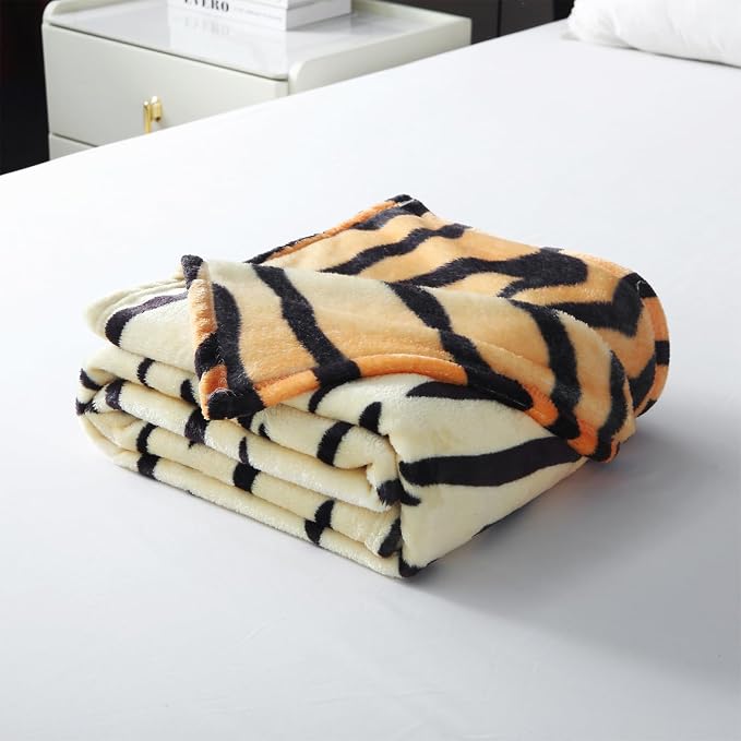 MERRYLIFE Tiger Stripe Print Throw Blanket for Couch Sofa Throw Size 50"60" | Animal Print, Ultra-Plush Soft, Decorative Colorful Travel Blanket, farmhouse, Gift Choice, Home Bed Use