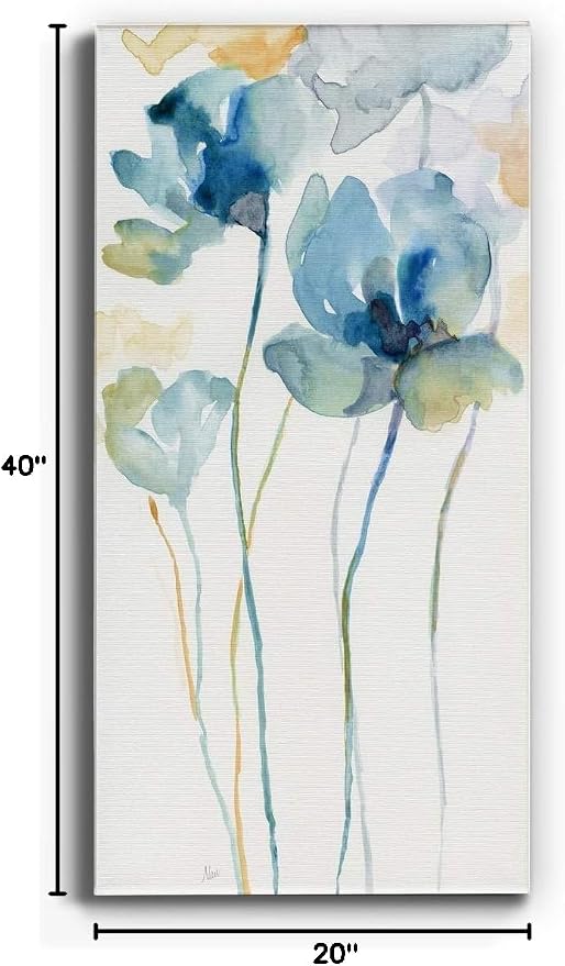 Renditions Gallery Canvas Floral Wall Art Modern Paintings Decorations Colorful Stem Wildflowers Botanical Romantic Wall Hanging Canvas Artwork for Bedroom Office Kitchen - 20"x40" LT43