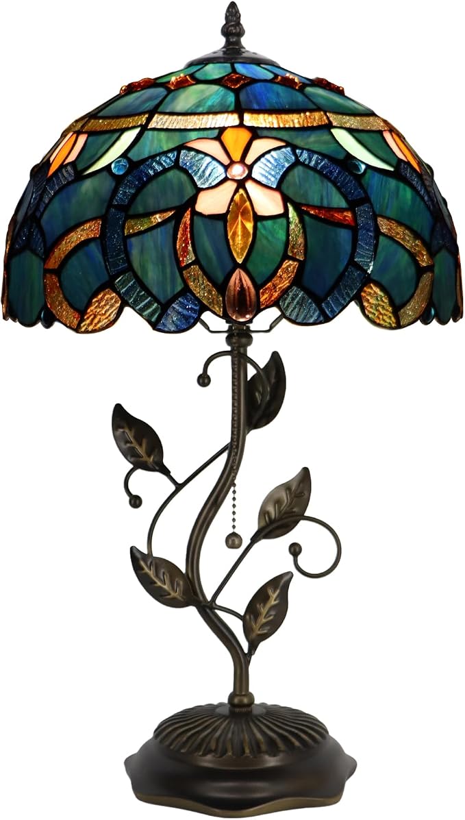 Tiffany Table Lamp Stained Glass Bedside Reading Light W12H19 inch