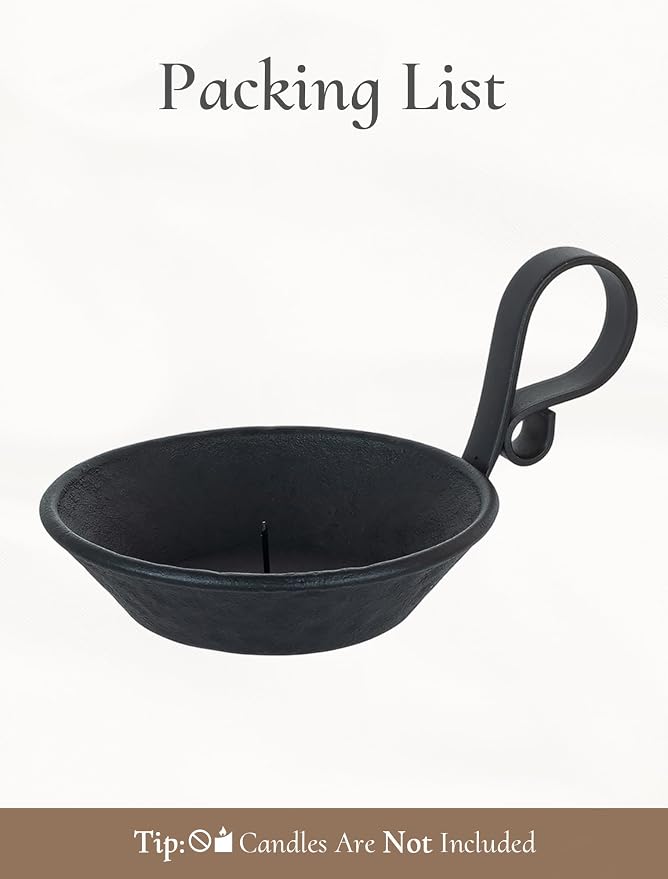 Iron Pillar Candle Holder: Vintage Black Candle Plate with Handle