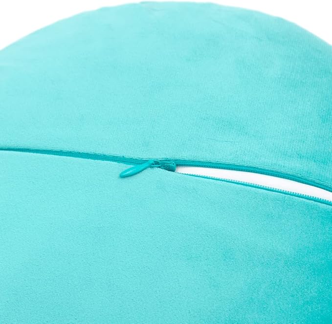 JWH Flower Throw Pillow Cover Decorative Round Pillow Case Floral Cushion for Bed Sofa Couch Car Decor 14 Inches Cyan Green Velvet