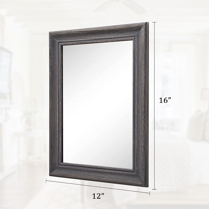 Wooden Mirror Rectangle Retro Hanging Mirrors for Farmhouse Modern Bathroom Bedroom Wall Decor