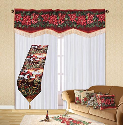 Violet Linen Decorative Christmas Cardinal Design Tapestry, 13" X 70" Table Runner
