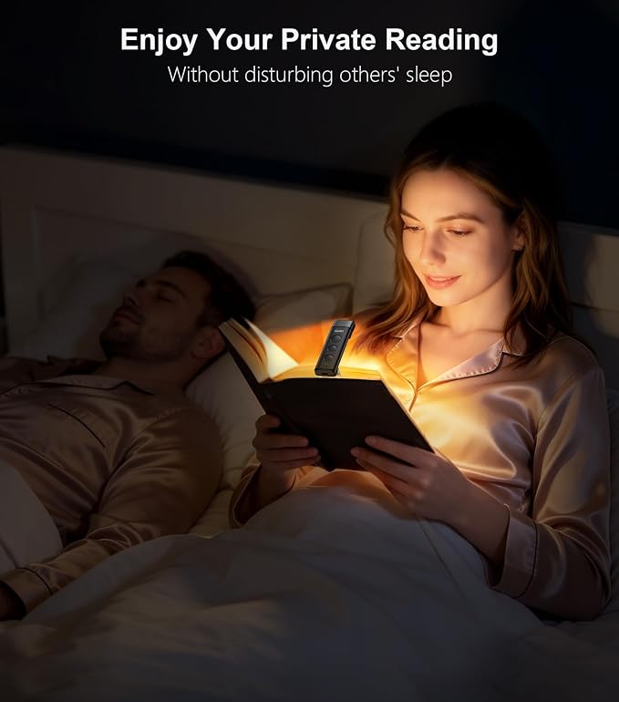 Gritin Book Light Rechargeable, Clip on LED Reading Light for Books in Bed