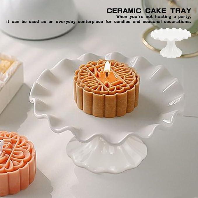 White Ceramic Cake Stand,Kitchen Décor Cake Pedestal Stand Dessert Display Tray Wedding Cake Stands for Birthday Parties, Weddings, Baby Shower,Anniversary and Other Events(5.5 in)