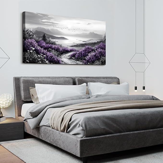 KELIYUAN Large Canvas Wall Artwork Home Decoration Painting Black And White Landscape Modern Print Painting Living Room Decor And Bedroom Office Wall Decoration Natural Scenery Mural 24 X 48 Inches