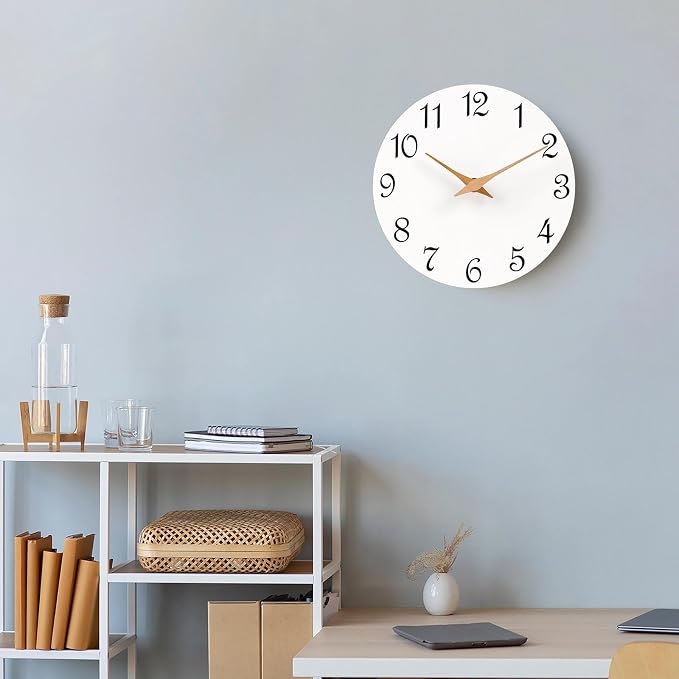 Mosewa Wall Clock Silent Non-Ticking Battery Operated Modern Simple 12" | Analog Kitchen Home Bathroom Living Room Bedroom Office Mordern Simple