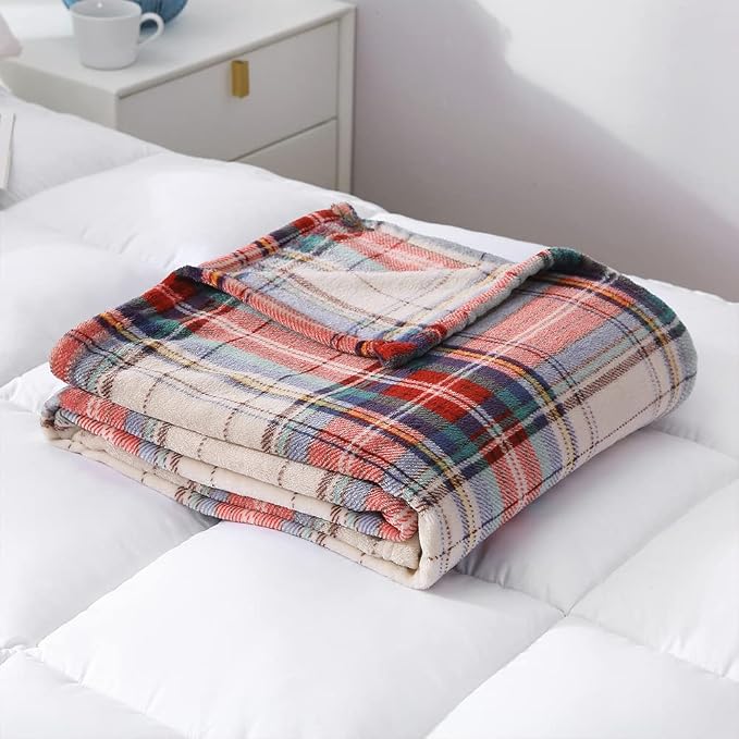 MERRYLIFE Tartan Plaid Throw Blanket for Couch Bed Sofa Throw Size 50" 60" | Grid Pattern, Ultra-Plush Soft, Decorative Colorful Travel Blanket, farmhouse, Gift Choice, Home Pet Use