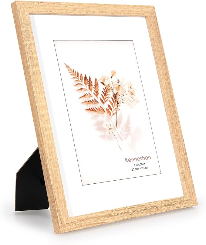 kennethan 8x10 Picture Frame Oak Set of 4, Wooden Poster Frame for Tabletop and Wall Mounting Display for Home, Office,Gallery,Holiday with Photos, Posters, Puzzles