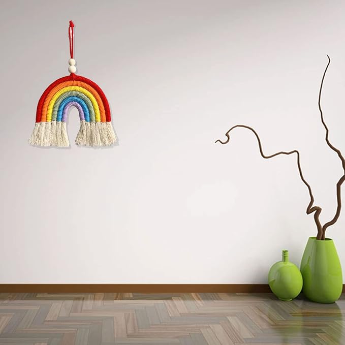 1PCS Colorful Rainbow Wall Decor - Handmade Weaving Ornament Pendant Decoration Wall Decor Hanging Home Decoration(Red)