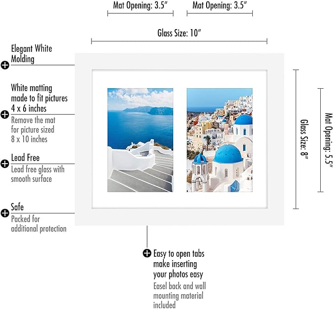 Americanflat 4x6 Double Picture Frame - Engineered Wood - White