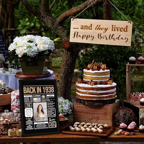 Personalized 87th Birthday Party Decorations Men, Women, Him, Her - Custom Gifts Idea For 87 Years Old, Back In The Year You Born Newspaper For 87th Birthday Poster No Frame Black Gold