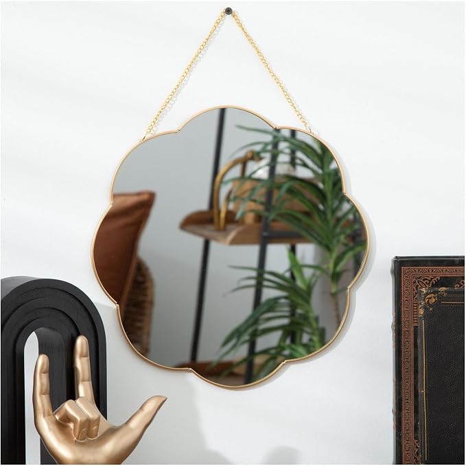 Hobby Lobby Decorative Hanging Wall Mirror (Gold Scalloped)