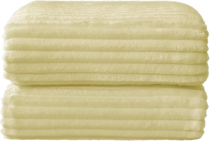 BEDELITE Ribbed Transparent Yellow Fleece Twin Blanket for Bed, 60x80 Inch | Soft Warm Decorative Fluffy Blanket, Cozy Plush Lightweight Fuzzy Throw Blanket for Couch Sofa Room Decor, Gift for Women