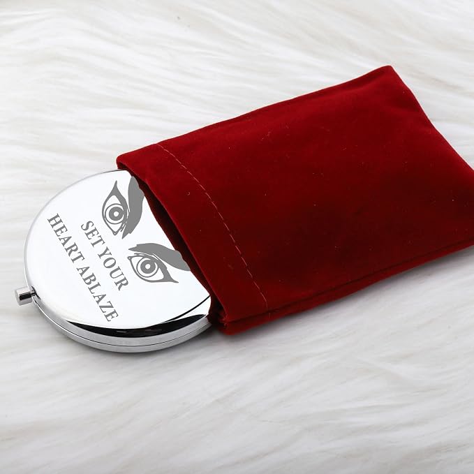 WUSUANED Anime Manga Mirror Inspirational Gift Set Your Heart Ablaze Anime Inspired Gifts Rengoku Slayer Makeup Mirror (Set Your Heart Ablaze Mirror Steel)