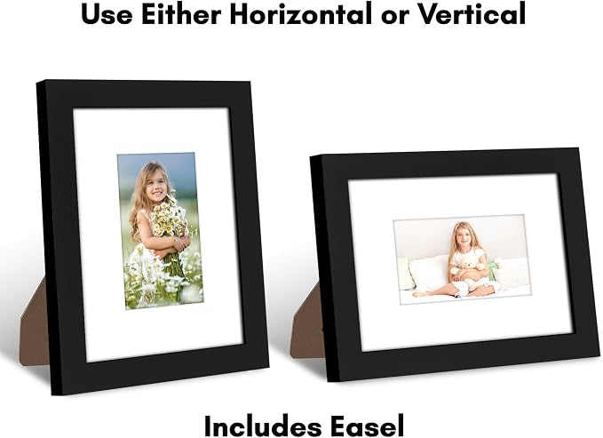 Americanflat 6x8 Picture Frame - Matted to 3x5 - Engineered Wood - Black