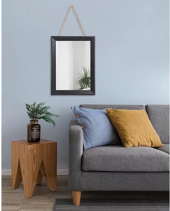 AAZZKANG Wall Mirror Black Wood Framed Rectangle Mirrors for Wall 16"x12" | Decorative Small Hanging Mirror for Bedroom Bathroom Living Room Farmhouse Entryway