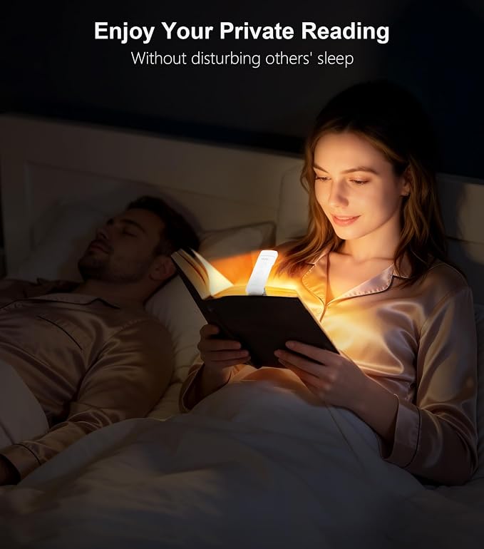 Gritin Book Light Rechargeable, Clip on LED Reading Light for Books in Bed