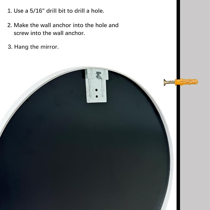 Big Round Mirror 36 inch, White Circle Mirror, Matte Metal Frame | High Definition Mirror, Waterproof, Rust-resistant, Round Mirror for Living room, Bathroom, Hallway, Bedroom, Cloakroom