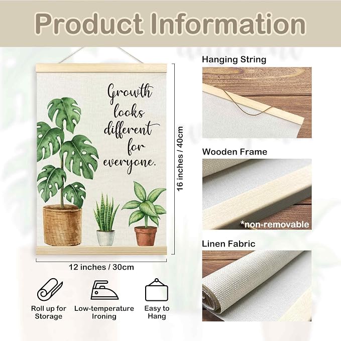 TLESKE Mental Health Wall Art Poster for Therapist Therapy Counseling Office, Motivational Inspirational Wall Decor for Classroom, Growth Looks Different for Everyone Poster with Hanger Frame 12x16
