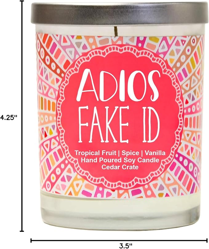 21st Birthday Gifts for Women - Adios Fake ID | Funny Birthday Gifts for Daughter, Sister, Best Friend, 21st Wine Glass Decorations, Rip Fake ID, 21 Year Old Tumbler - 15 Oz, Made in USA