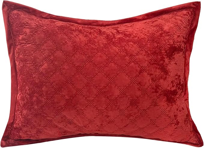 Standard Pillowcase 20X26 1 Piece Pillow Cover with Envelope Closure Rectangular Quilted Pillow Case Soft Decorative Texture Pillow Sham for Bed,Red