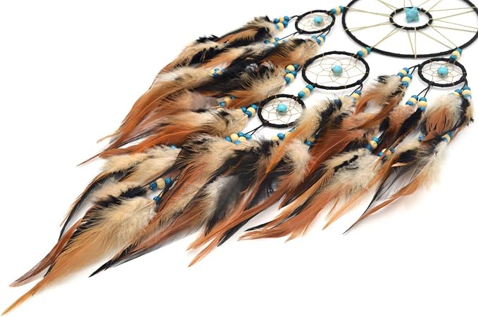 Urdeoms Large Black Dream Catchers for Bedroom Adult Merkaba Turquoise Boho Dream Catcher Wall Decor for Boys Teen Room Decor Dorm Living Room Hanging Decoration Festival Gifts(NO.32)