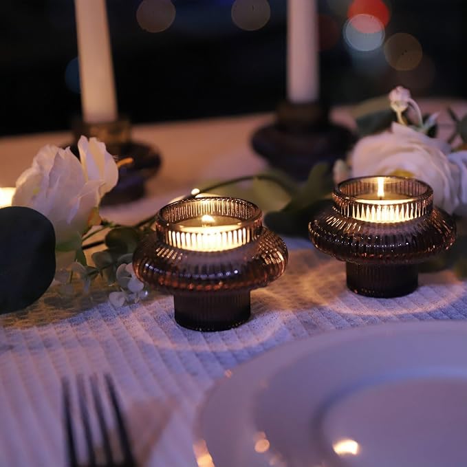 VOHO Smoky Grey Taper Candle Holders Set of 6, Candle Sticks Holder Decor
