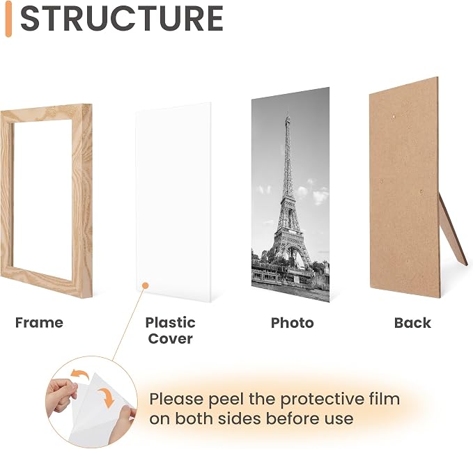 upsimples Picture Frames Set of 10, Including 8x10, 5x7, 4x6 Natural Frame | Multi Picture Frames Collage Wall Decor, Gallery Wall Frame Set, Gift For Christmas, Mothers' day, Wedding, Dorm, Living Room