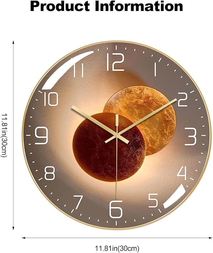 Ergocar Wall Clock, Art Deco Wall Clock, Non-Ticking Silent Modern Metal Wall Clock, Suitable for Living Room, Bedroom, Office,Study Room,