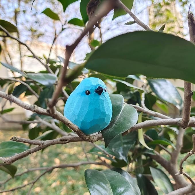 WEAUSUP Hand Carved Wooden Bird Figurine Gift for Bird Lovers