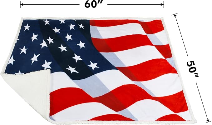 Catalonia Patriotic American Flag Throw Blanket for Veteran and Citizenship | USA Flag Home Decor for Sofa and Bed, Gift for Military Families, 4th of July and Memorial Day, 50 x 60 Inch, Sherpa Fleece