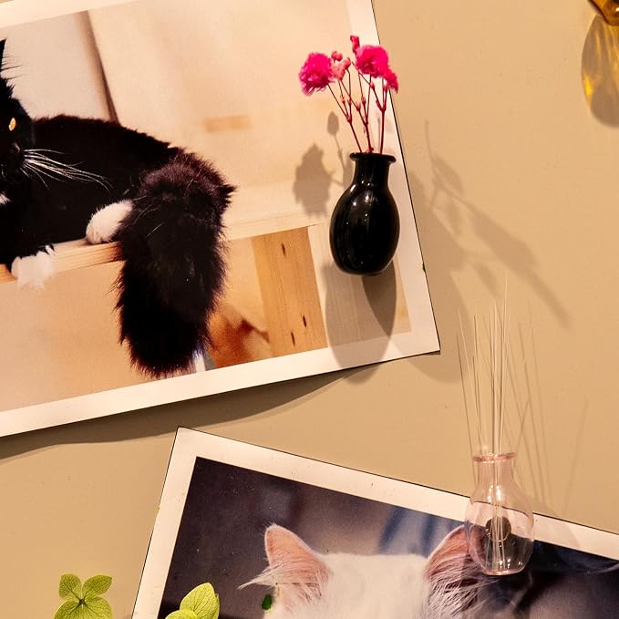 Nuvretk 2PCS Mini Vase Magnets, Cat Whisker Holder Glass Fridge Vase | Mini Glass Vase Magnet; Cat Whisker Keepsake Holder; Tiny Flower Display for Fridge Décor; Secure Magnetic Back