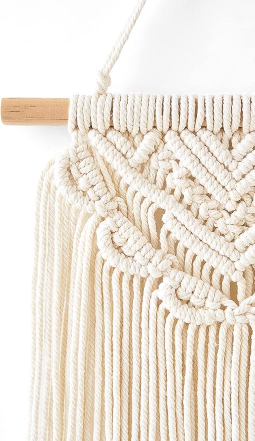 Mkono 2 Pcs Macrame Wall Hanging Boho Wall Art Decor Woven Chic Bohemian Room Decor for Bedroom Nursery Living Room Dorm Apartment, Small Size 13" L x 10" W and 16" L x 10" W