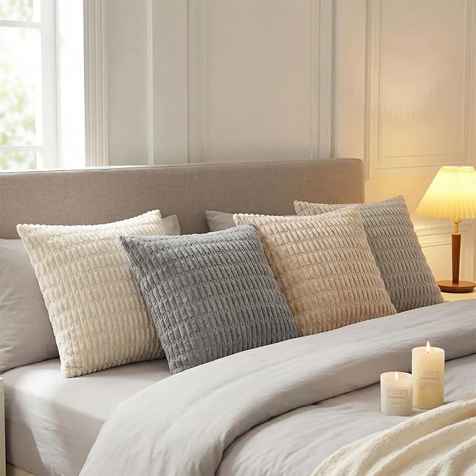 Fancy Homi 8 Packs Decorative Throw Pillow Covers for Living Room Couch Bed, Modern Farmhouse Boho Home Décor Accent Cushion Case, 18" x 18", Neutral