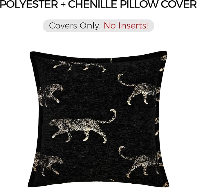 Double Sided Cheetah Pattern Throw Pillow Cover 22x22 Inch, Luxury Reversible Design Pillow Covers with Invisible Zipper for Sofa Bed Bedroom Living Room Home Decor