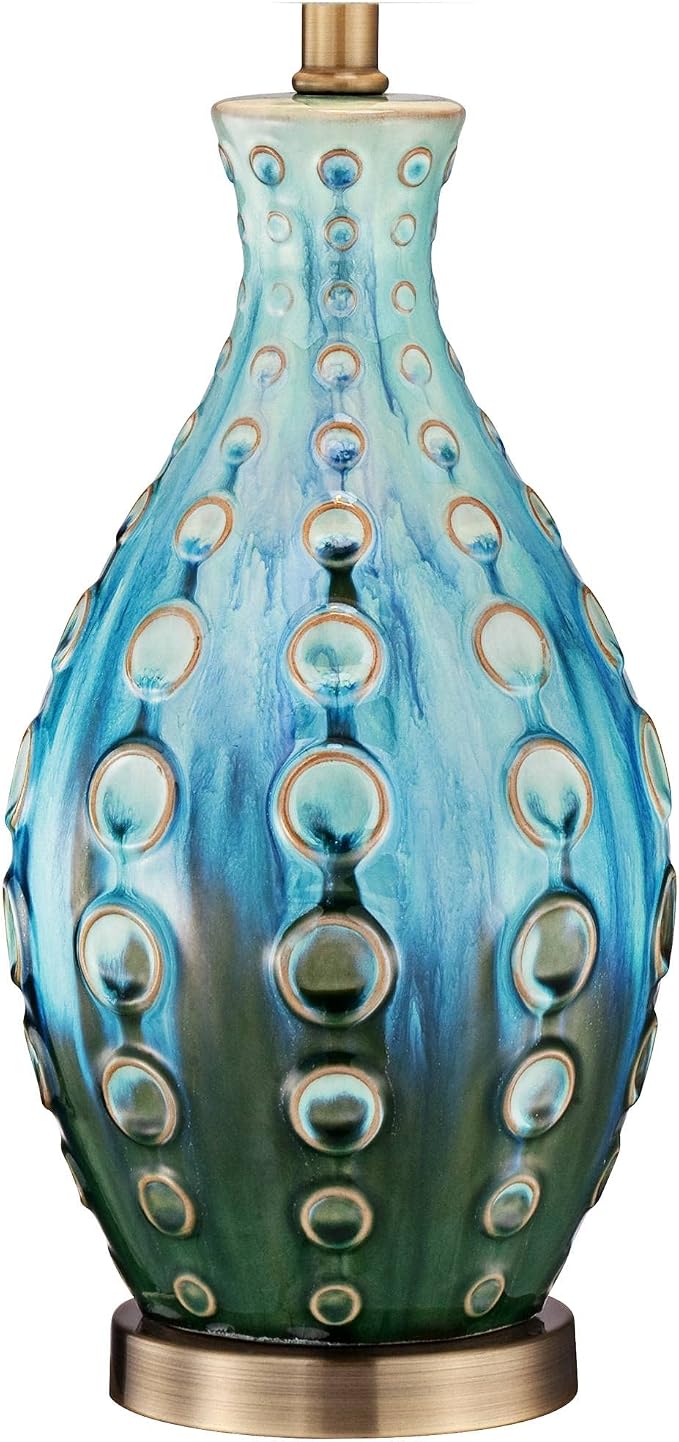 26 1/2" Tall Table Lamp Peacock Blue Modern Ceramic Vase Teal Mid Century