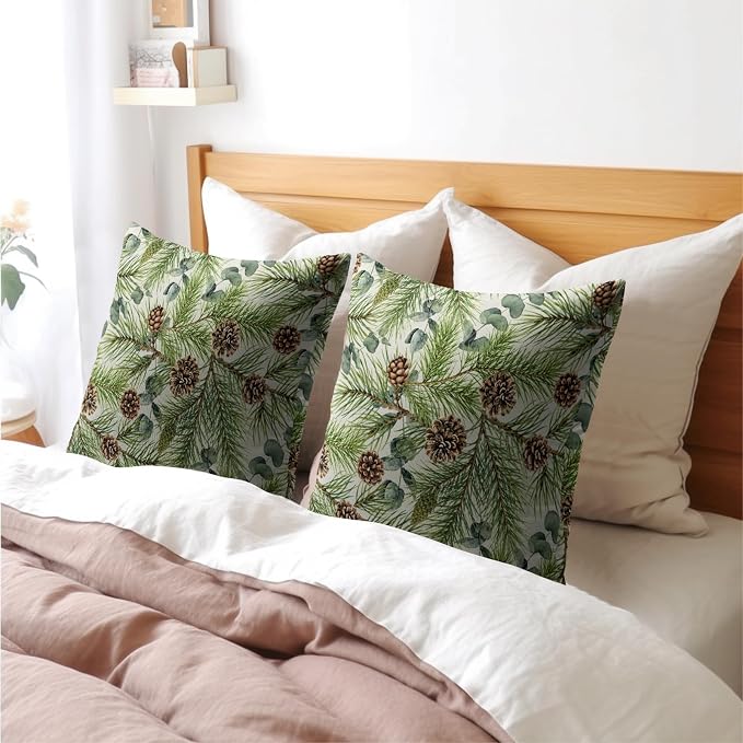 Winter Floral Pillow Covers 24x24 Inch 2Pcs
