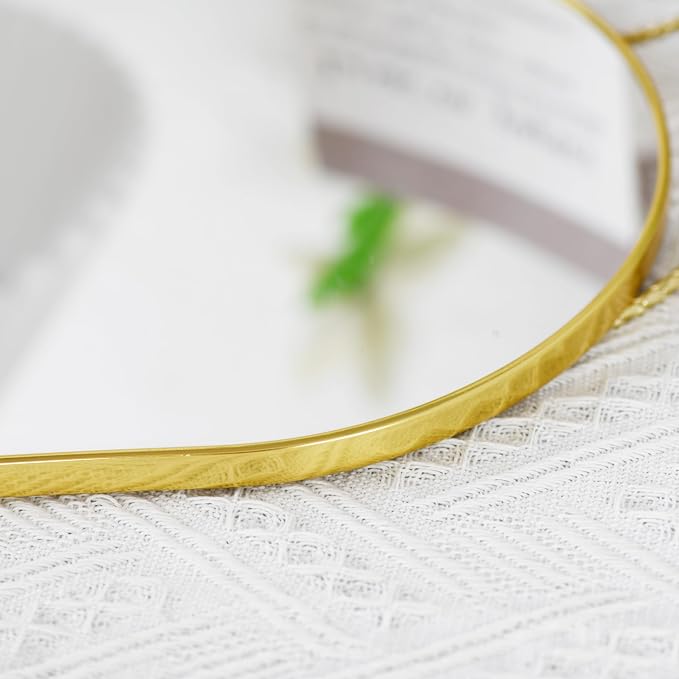 Gold Oval Mirror, Mirror with PVC Plastic Frame, 9.2x15.9 inch | Wall Mount Mirrors Decor
