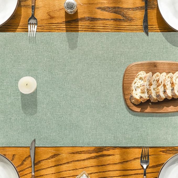 Artoid Mode Sage Green Table Runner, Seasonal Spring Summer Washable Kitchen Dining Table Decoration for Home Party Decor 13x48 Inch