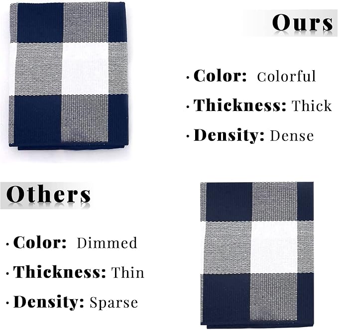 SEEKSEE Buffalo Plaid Rug 4' x 6' Navy Blue and White Large Front Door Mat, Layering Area Rug, Washable Rug for Outdoor Patio Entryway Indoor Living Room Kitchen Dining Room Decor