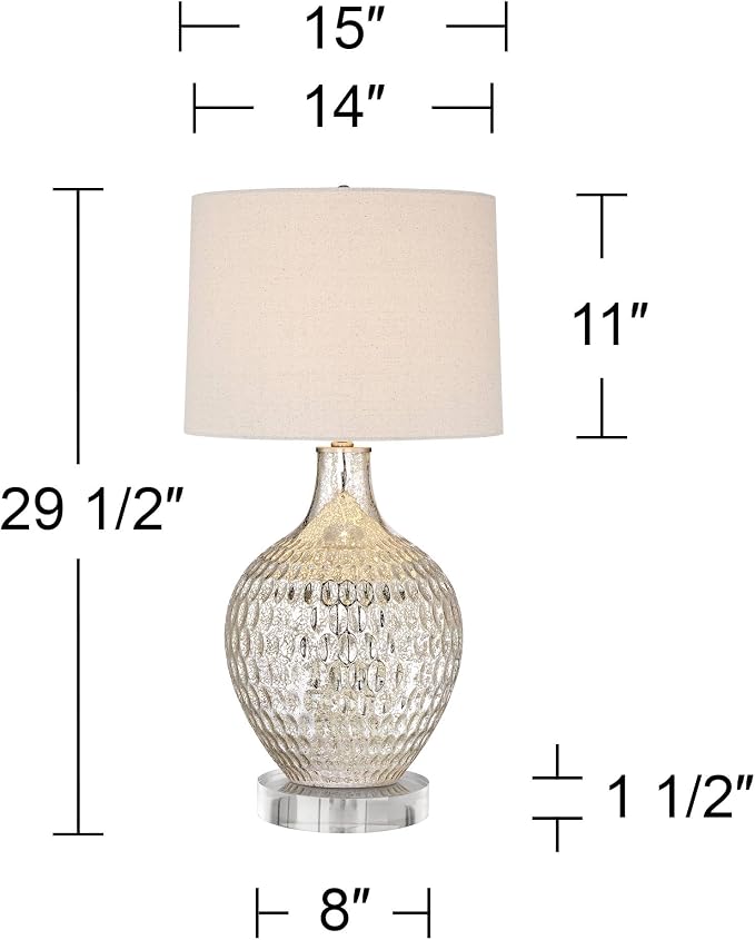 Waylon 29 1/2" Tall Table Lamp Mercury Glass with Clear Round Modern
