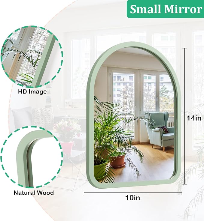 Arch Mirror Wooden Framed Vintage Rustic Farmhouse Vanity Mirrors Decor Bathroom Bedroom Entryway Hallway Living Room New Home 14"×10"